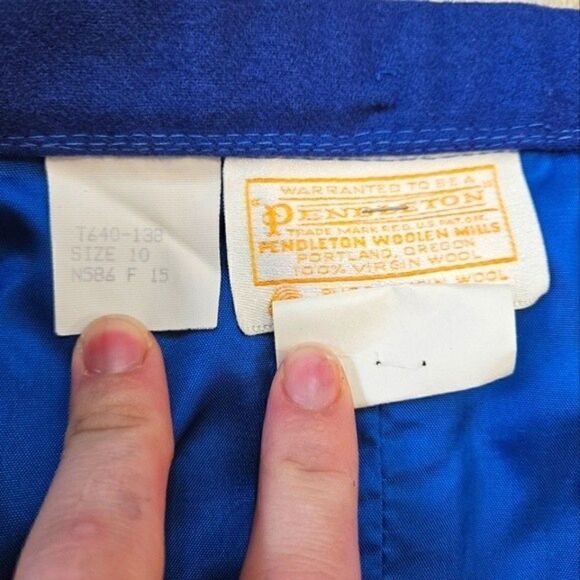 Pendleton Vintage Blue Virgin Wool Skirt Set Women's 10 Made USA Office Siren - Picture 15 of 15